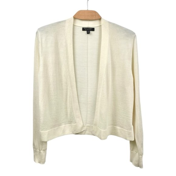 Banana Republic Cream 100% Merino Wool Open Front Cardigan Size L - Picture 2 of 6